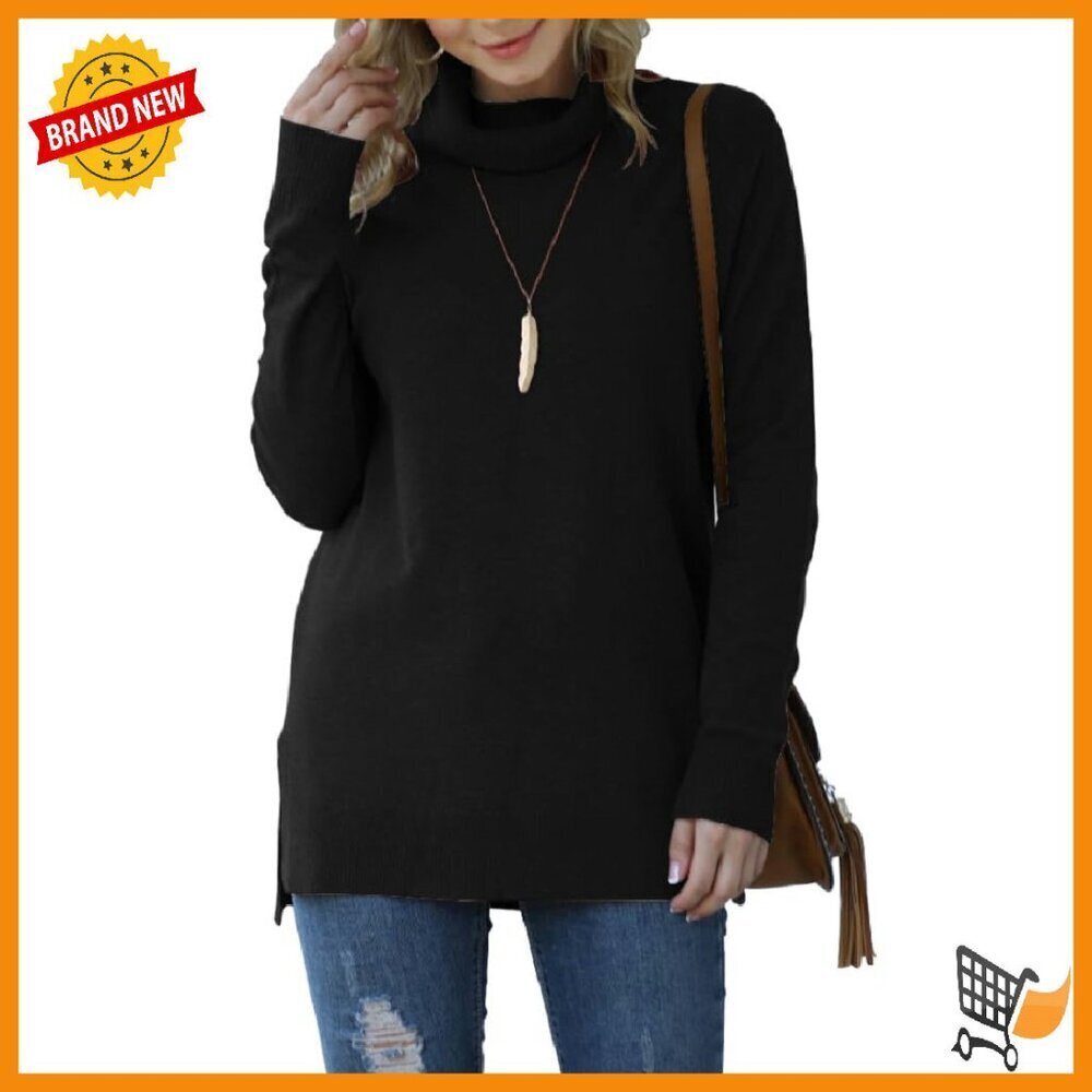 Fall Turtleneck Pullover Sweater Long Sleeve Casual Soft Viscose Blend
